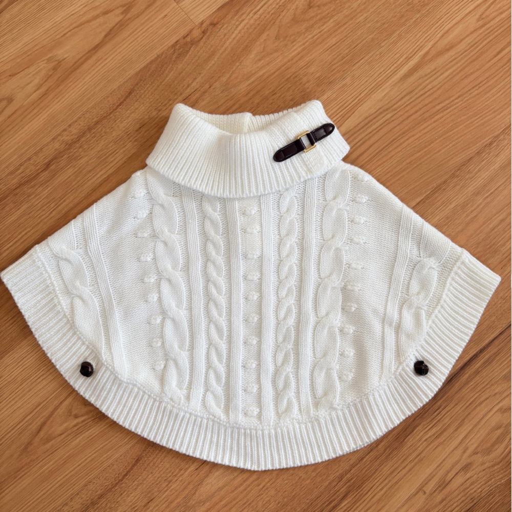 Janie and Jack Cream Cable Knit Poncho